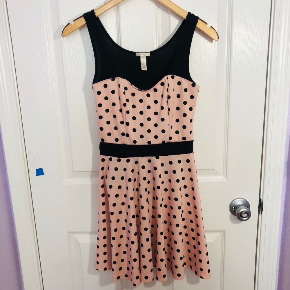 Baby Pink Black Polka Dot Dress